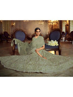 Myra Green Soft Net Heavy Embroidered Lehenga