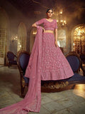 Myra Pink Soft Net Heavy Embroidered Lehenga