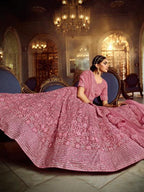 Myra Pink Soft Net Heavy Embroidered Lehenga