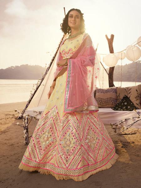 Myra Off White Embroidered Organza Lehenga