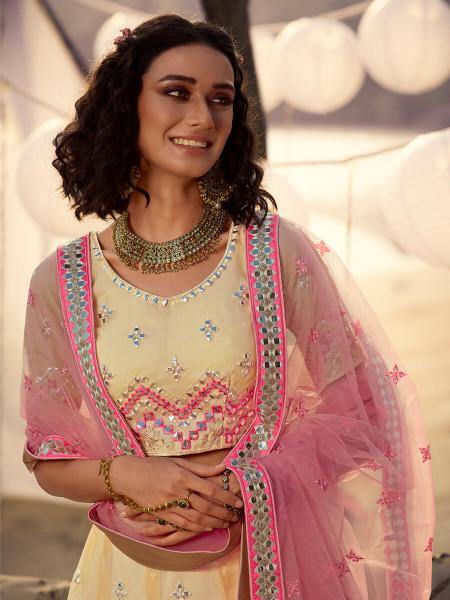 Myra Off White Embroidered Organza Lehenga