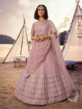 Myra Baby Pink Embroidered Organza Lehenga