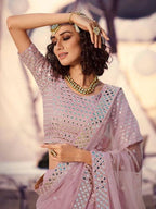 Myra Baby Pink Embroidered Organza Lehenga