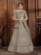 Myra Grey Soft Net Heavy Embroidered Lehenga