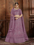 Myra Purple Soft Net Heavy Embroidered Lehenga