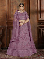 Myra Purple Soft Net Heavy Embroidered Lehenga