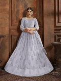 Myra Grey Soft Net Heavy Embroidered Lehenga