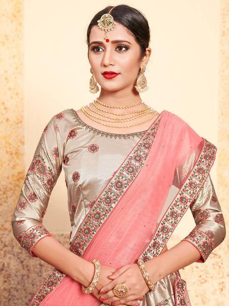 Myra Tortilla Brown Satin Embroidered Lehenga