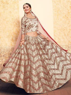 Myra Tortilla Brown Satin Embroidered Lehenga