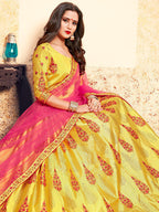 Myra Yellow Satin Embroidered Lehenga