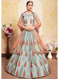 Myra Grey Satin Embroidered Lehenga