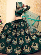 Myra Dark Green Satin Embroidered Lehenga