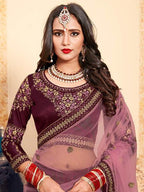 Myra Brown Satin Embroidered Lehenga