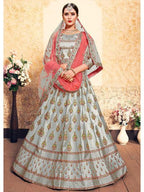 Myra Grey Satin Embroidered Lehenga