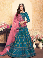 Myra Sky Blue Satin Embroidered Lehenga