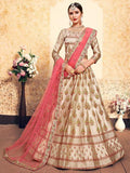Myra Tortila Brown Satin Embroidered Lehenga