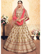 Myra Tortila Brown Satin Embroidered Lehenga