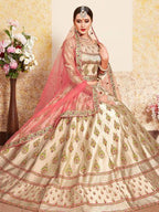 Myra Tortila Brown Satin Embroidered Lehenga