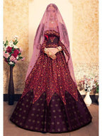 Myra Brown Satin Embroidered Lehenga