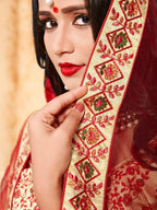 Myra Beige Satin Embroidered Lehenga