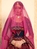 Myra Navy Blue Satin Embroidered Lehenga