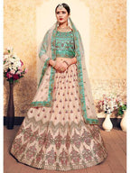 Myra Peach Satin Embroidered Lehenga