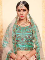 Myra Peach Satin Embroidered Lehenga