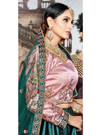 Myra Green Satin Embroidered Lehenga