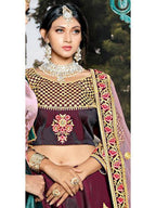 Myra Wine Taffeta Embroidered Lehenga