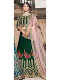 Myra Green Taffeta Embroidered Lehenga