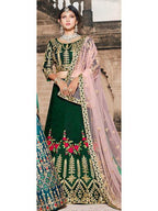 Myra Green Taffeta Embroidered Lehenga