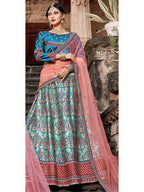 Myra Skyblue Satin Embroidered Lehenga