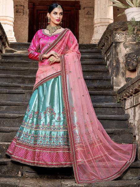 Myra Skyblue Embroidered Lehenga