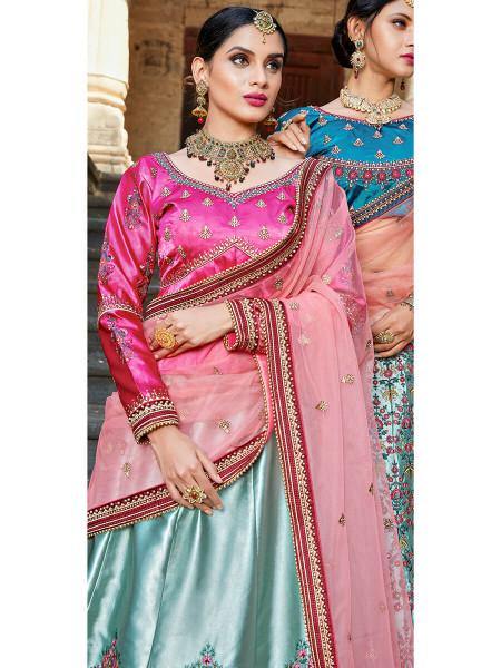 Myra Skyblue Embroidered Lehenga