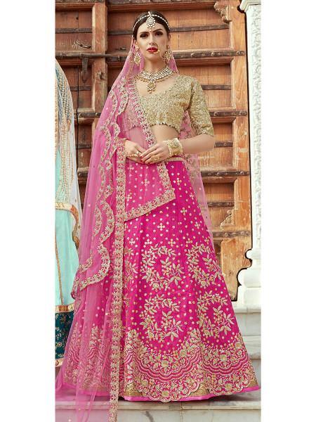 Myra Magenta Art Silk Lahanga