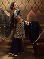 Myra Black Soft Net Gharara Suit
