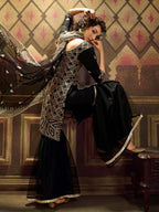 Myra Black Soft Net Gharara Suit