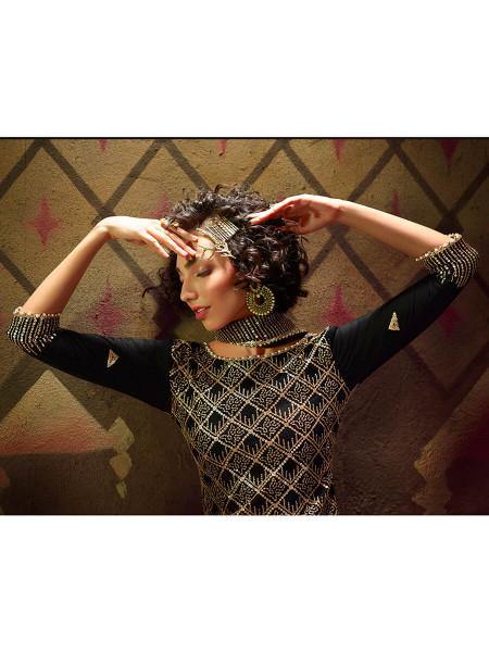 Myra Black Soft Net Gharara Suit