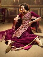 Myra Wine Soft Net Gharara Suit