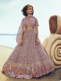 Myra Lilac Embroidered Net Lehenga