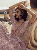 Myra Lilac Embroidered Net Lehenga