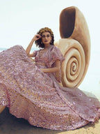 Myra Lilac Embroidered Net Lehenga
