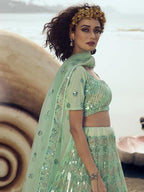Myra Green Embroidered Net Lehenga