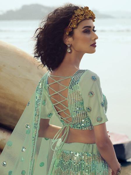Myra Green Embroidered Net Lehenga