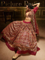 Myra Maroon Embroidered Net Lehenga
