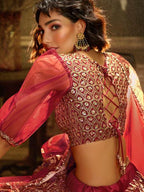 Myra Maroon Embroidered Net Lehenga