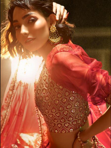 Myra Maroon Embroidered Net Lehenga
