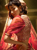Myra Maroon Embroidered Net Lehenga