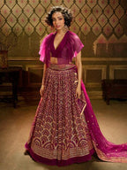 Myra Wine Embroidered Net Lehenga