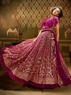 Myra Wine Embroidered Net Lehenga